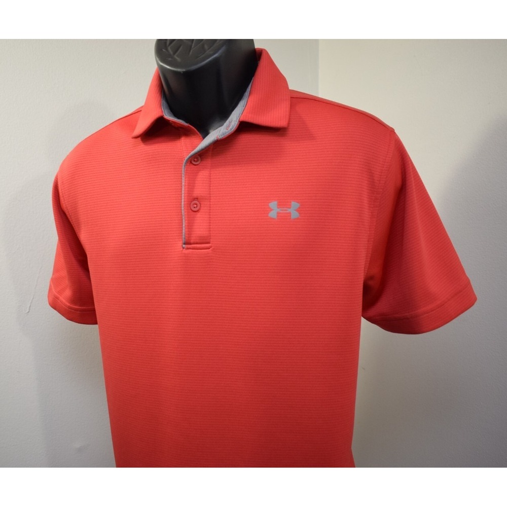 Under Armour Golf Polo‎ Red HeatGear Loose Performance Short Sleeve Mens Medium